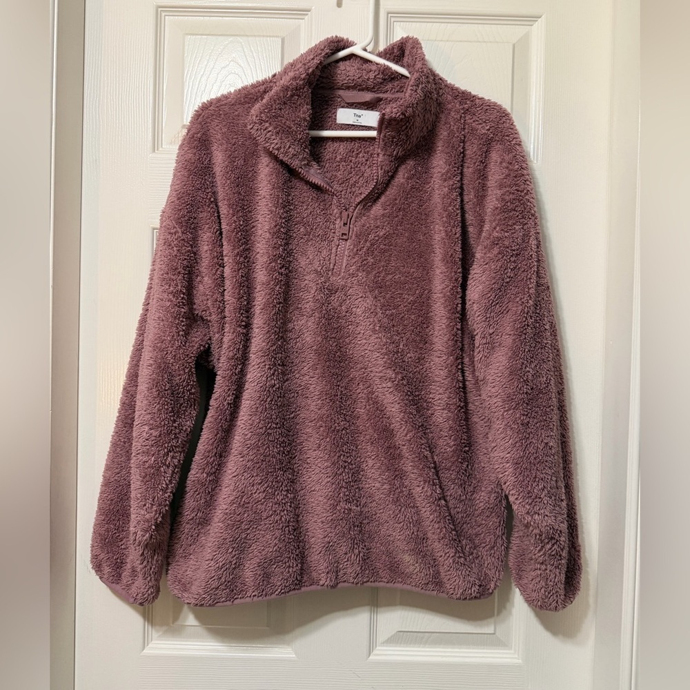 Tna Fuzzy zip mockneck 3/4 zip sweater Fleece Pullover size medium vguc *flaw